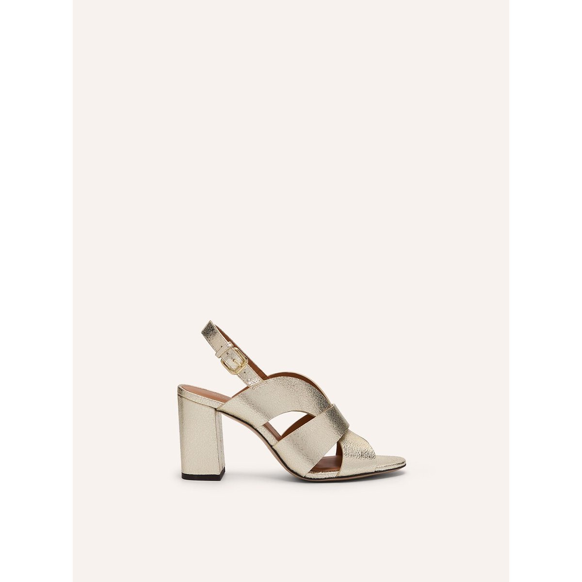 Sandali con tacco in pelle n° 55 platino, RIVECOUR