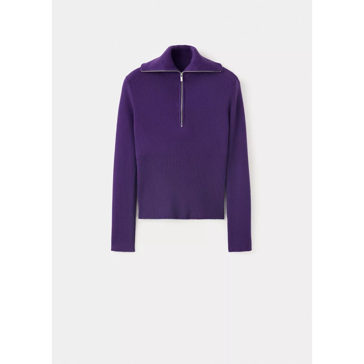 Pull-over zippé maille côtelée pourpre, MANGO
