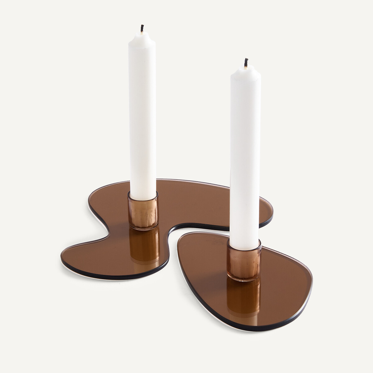 Lot de 2 bougeoirs en verre, ALESSIO ambre, AM.PM