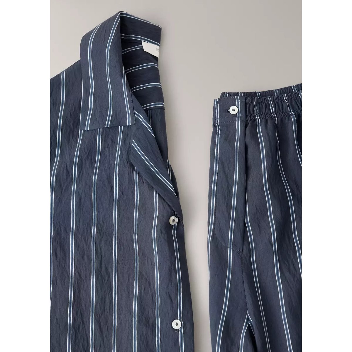 Pantalon pyjama rayures bleu marine, MANGO