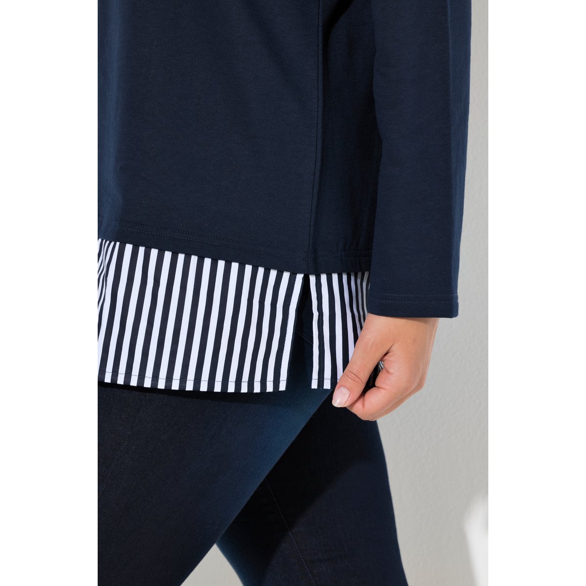 Sweat-shirt col rond et manches longues marine, ULLA POPKEN