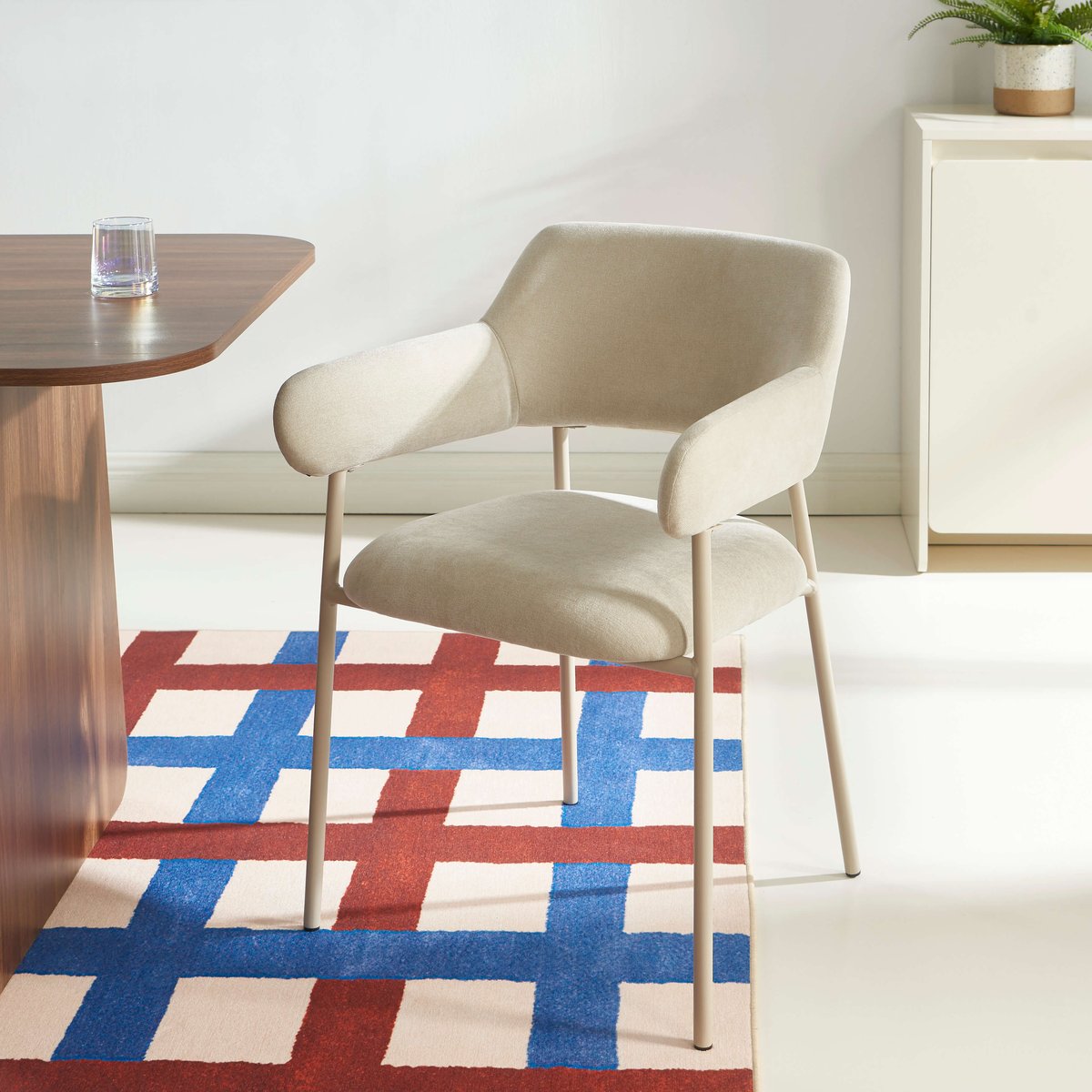 Fauteuils repas tissu glacé (lot de 2) IVAN beige, BAÏTA