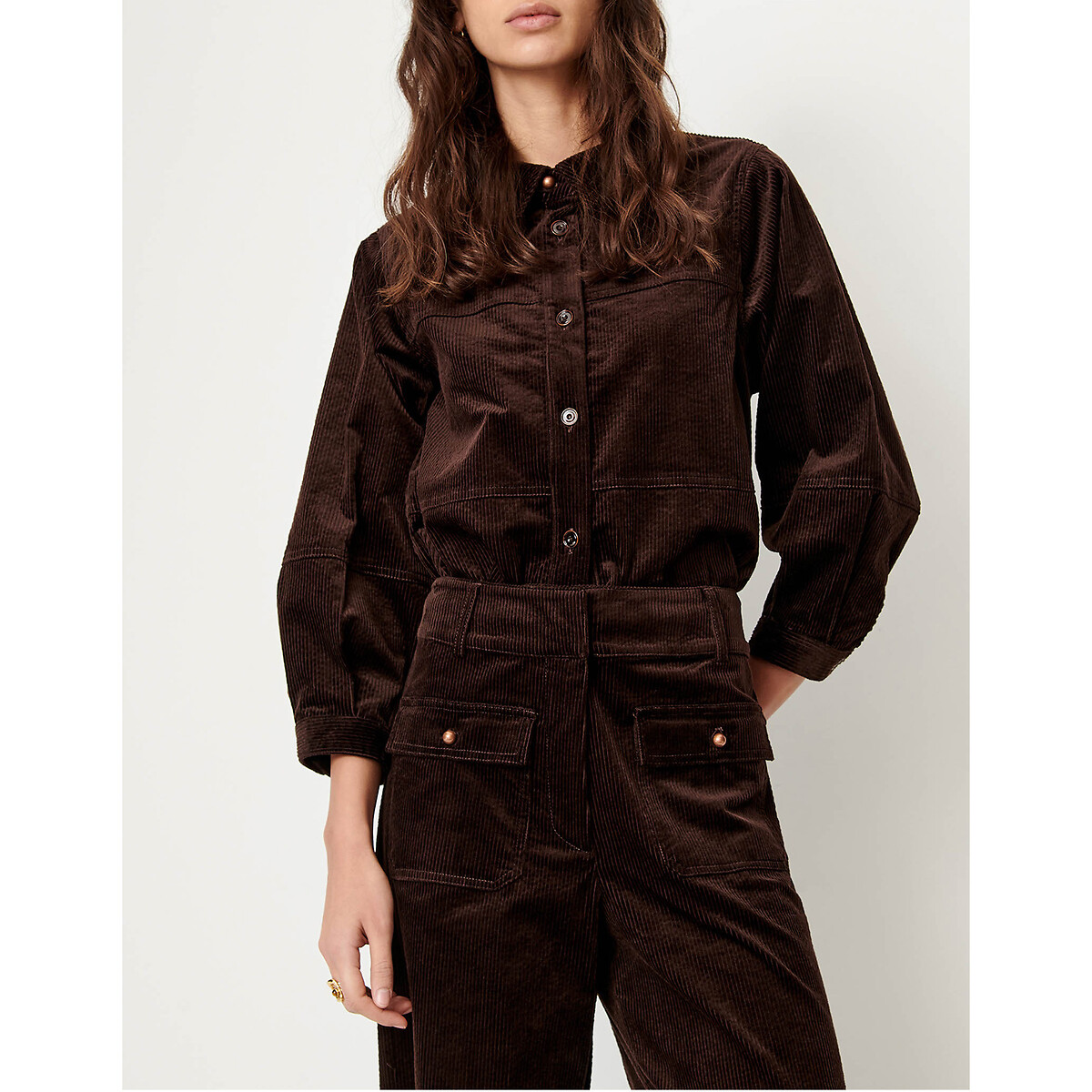 Pantalon large en velours, MANHASTREET café marron, SESSUN