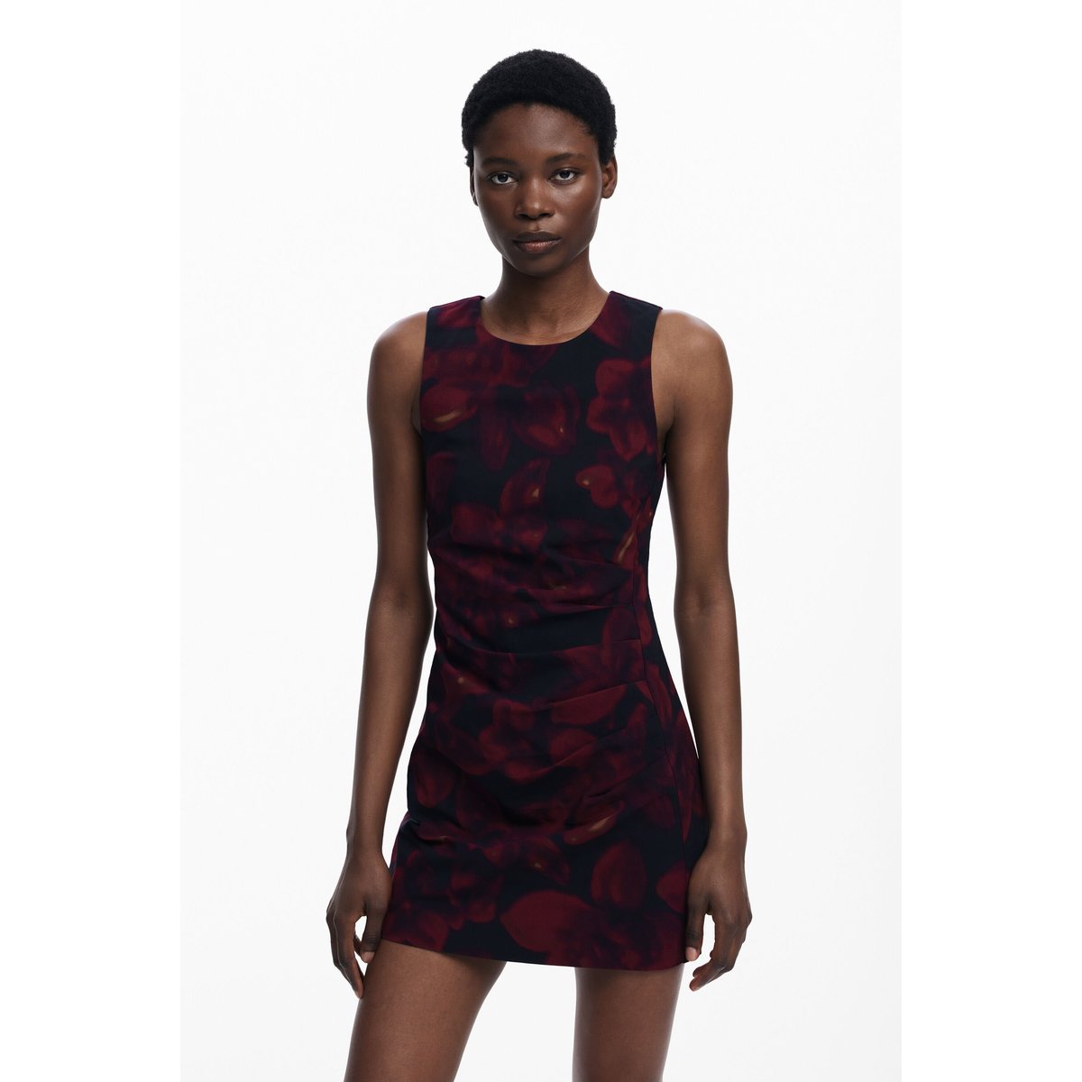 Robe chasuble froncée rouge, DESIGUAL