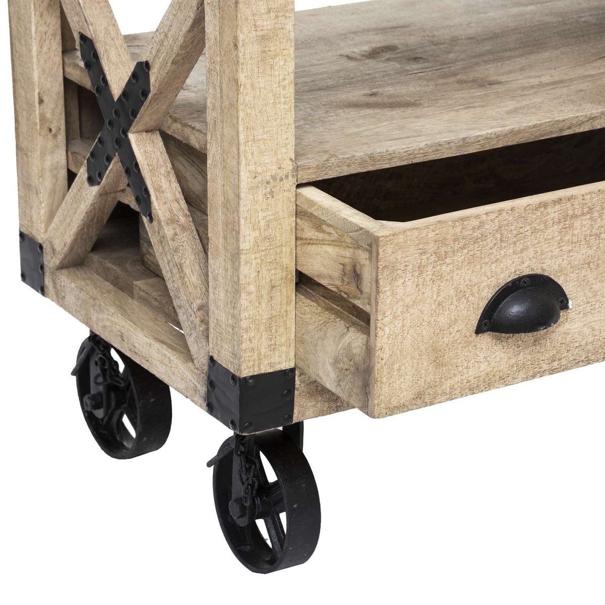 Meuble TV 1 porte en manguier SILAS beige, ATMOSPHERA
