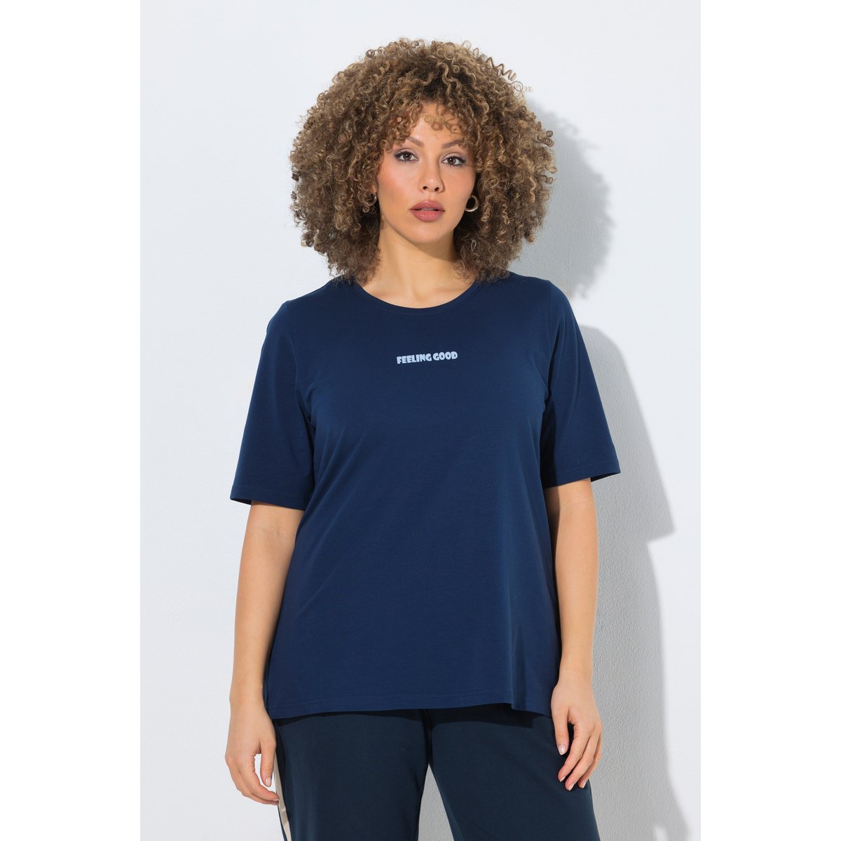 T-shirt motif imprimé Feeling Good bleu encre, ULLA POPKEN