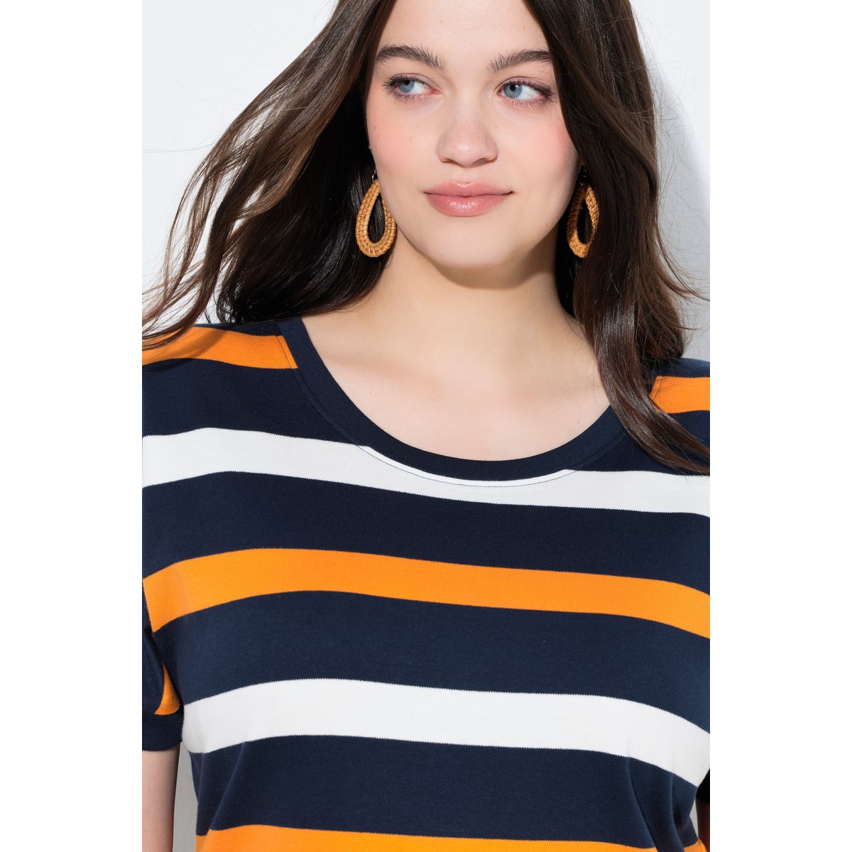 T-shirt en coton bio à rayures marine, ULLA POPKEN