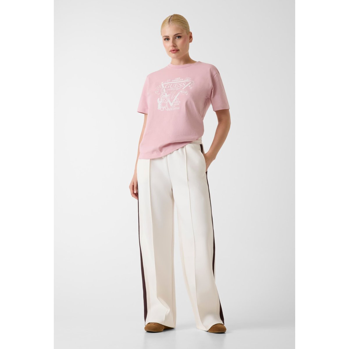 T-Shirt Avec Logo Triangle rose, GUESS