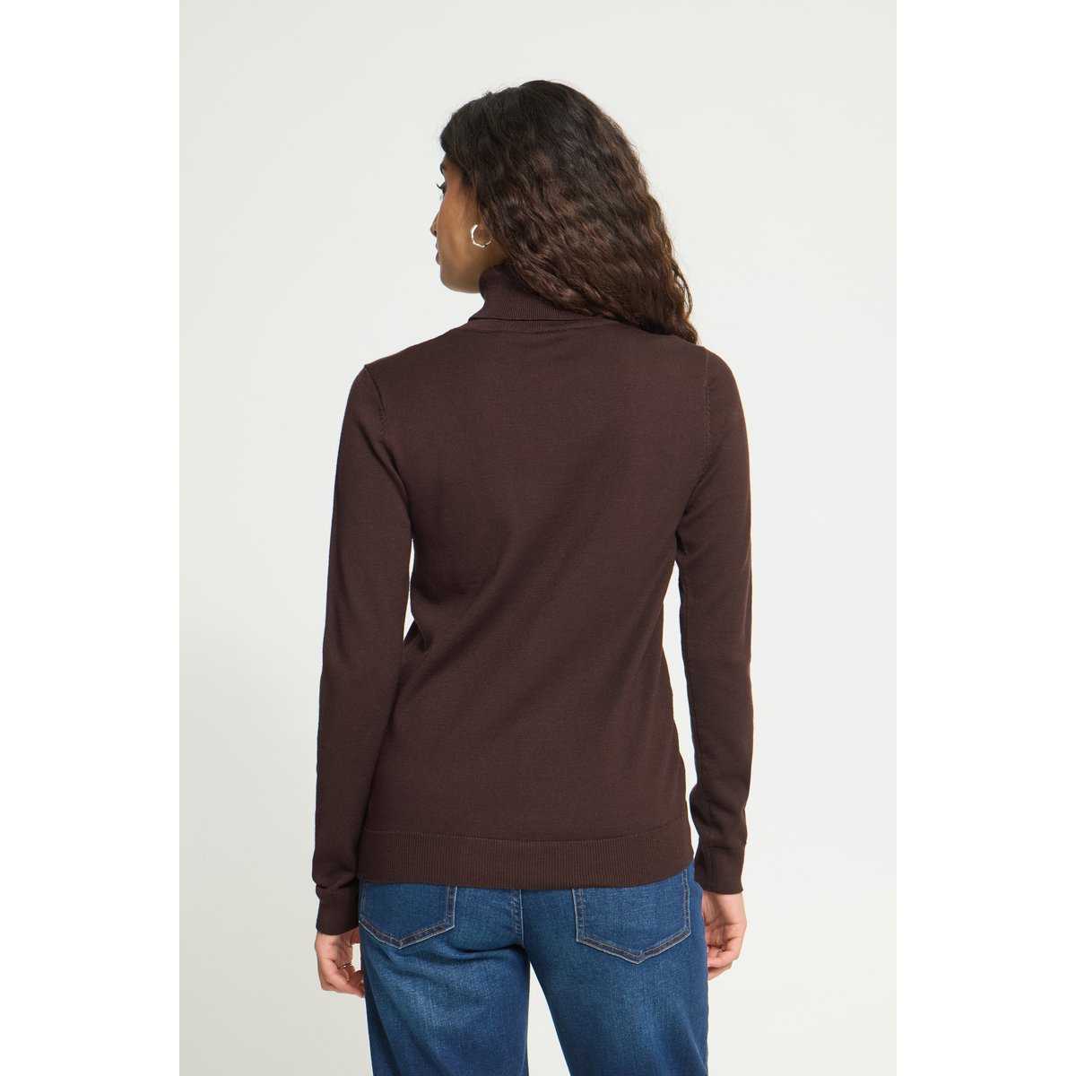 Pull en maille manches longues marron chocolate torte, ICHI