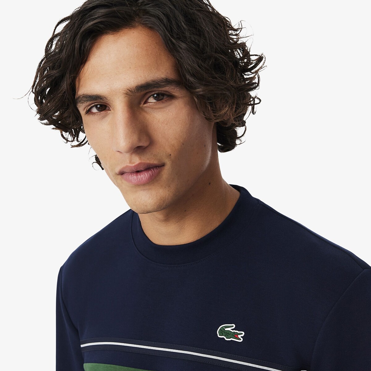 Sweat Off Court regular fit color block marine + vert, LACOSTE