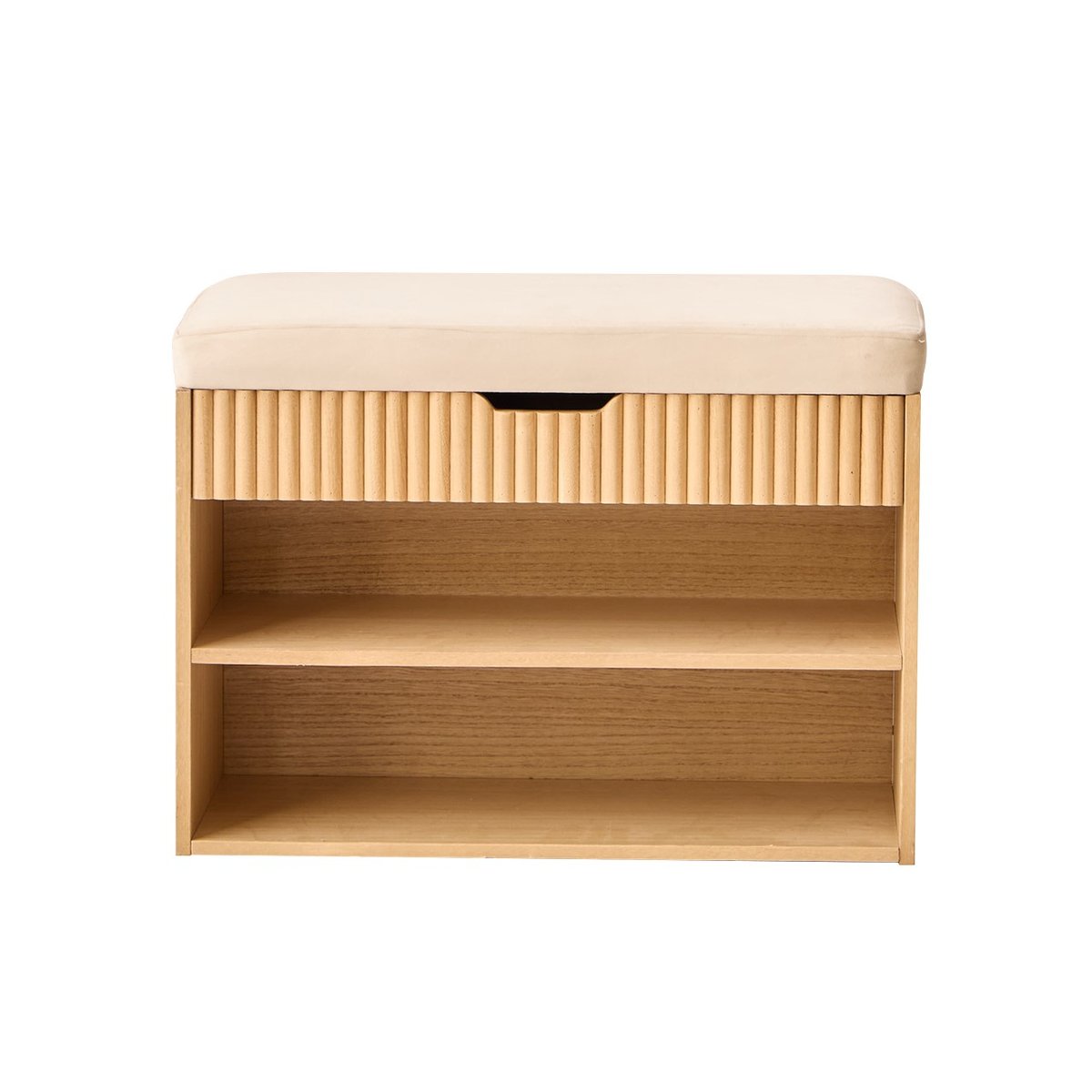 Meuble à chaussures, bois et velours, KUBO bois naturel, NORDLYS