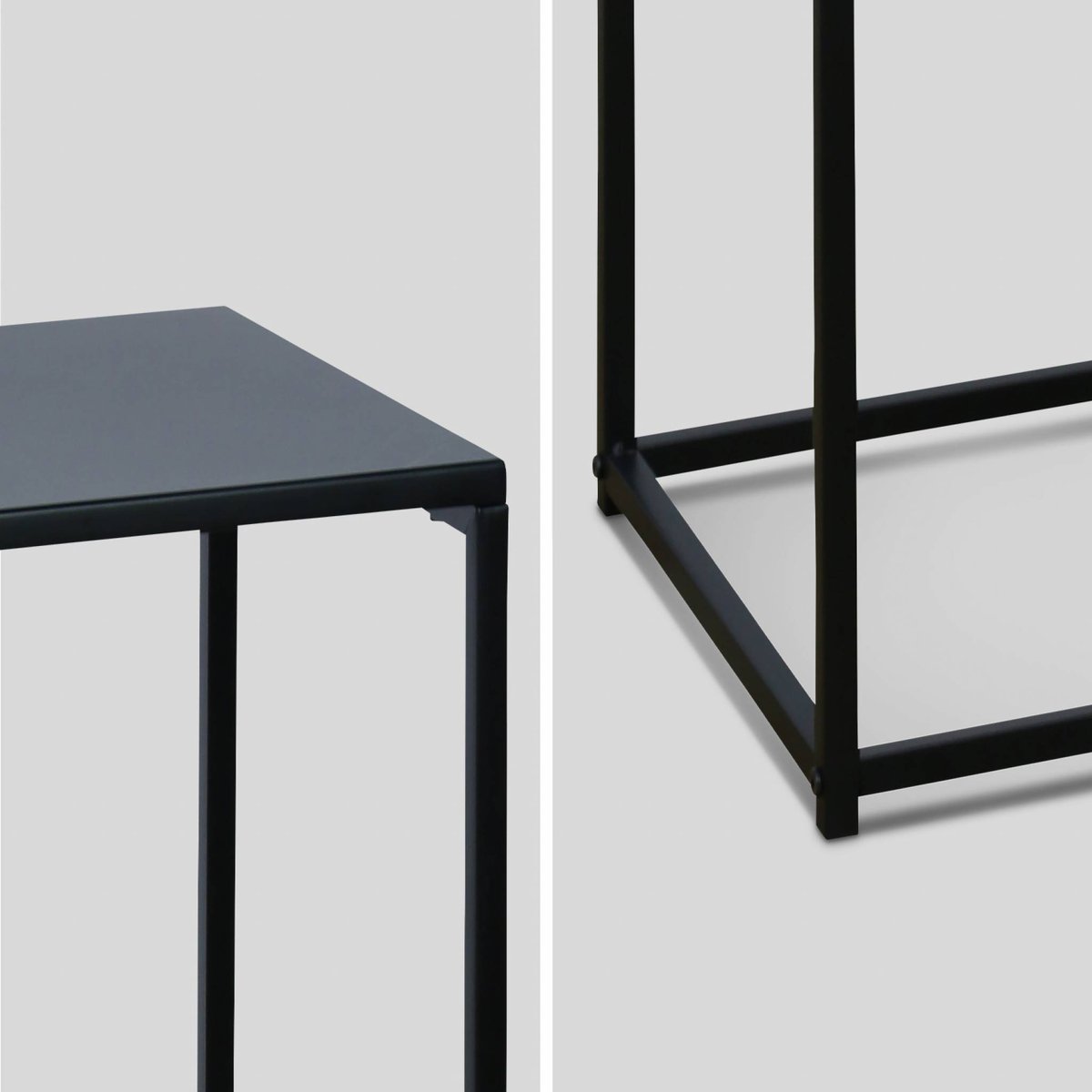Table d'appoint gigogne/ bout de canapé, sellette (lot de 2) INDUSTRIELLE noir, SWEEEK