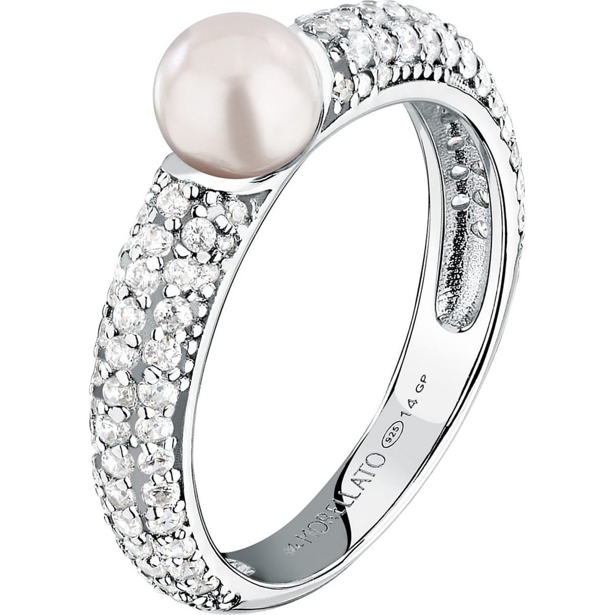 Bagues en Zircon/zircons Cubiques/perle/argent 925/1000 Recyclé et Zircon argent, MORELLATO