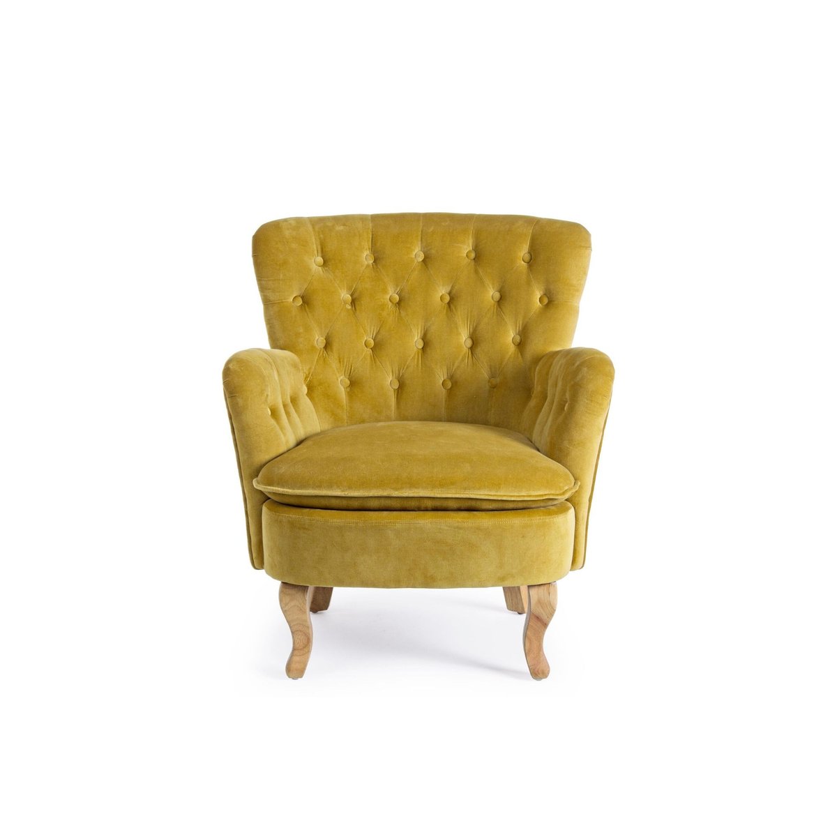 Fauteuil en tissu et bois - SHERLOCK moutarde, HELLIN, DEPUIS 1862