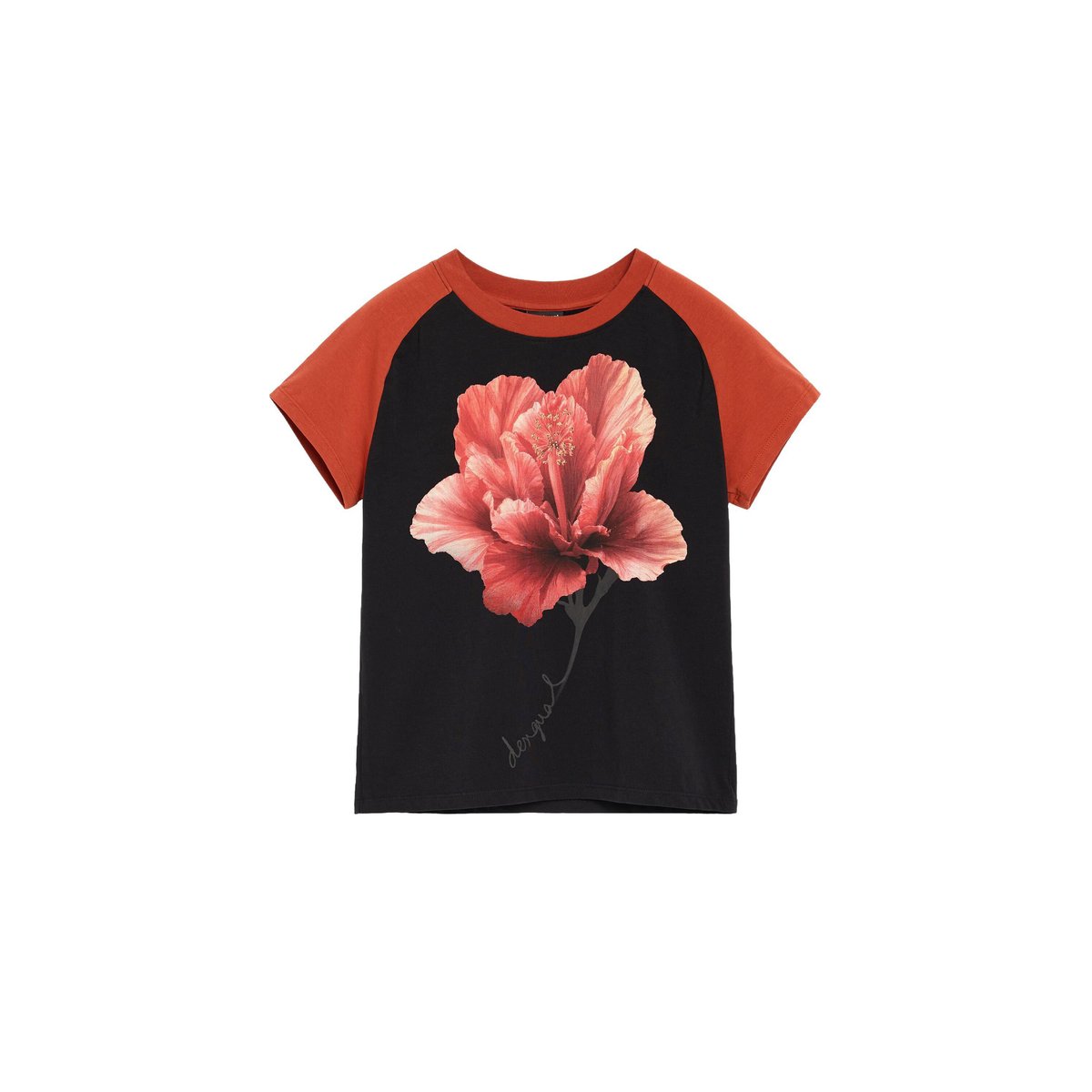 T-shirt à manches courtes imprimé noir, DESIGUAL