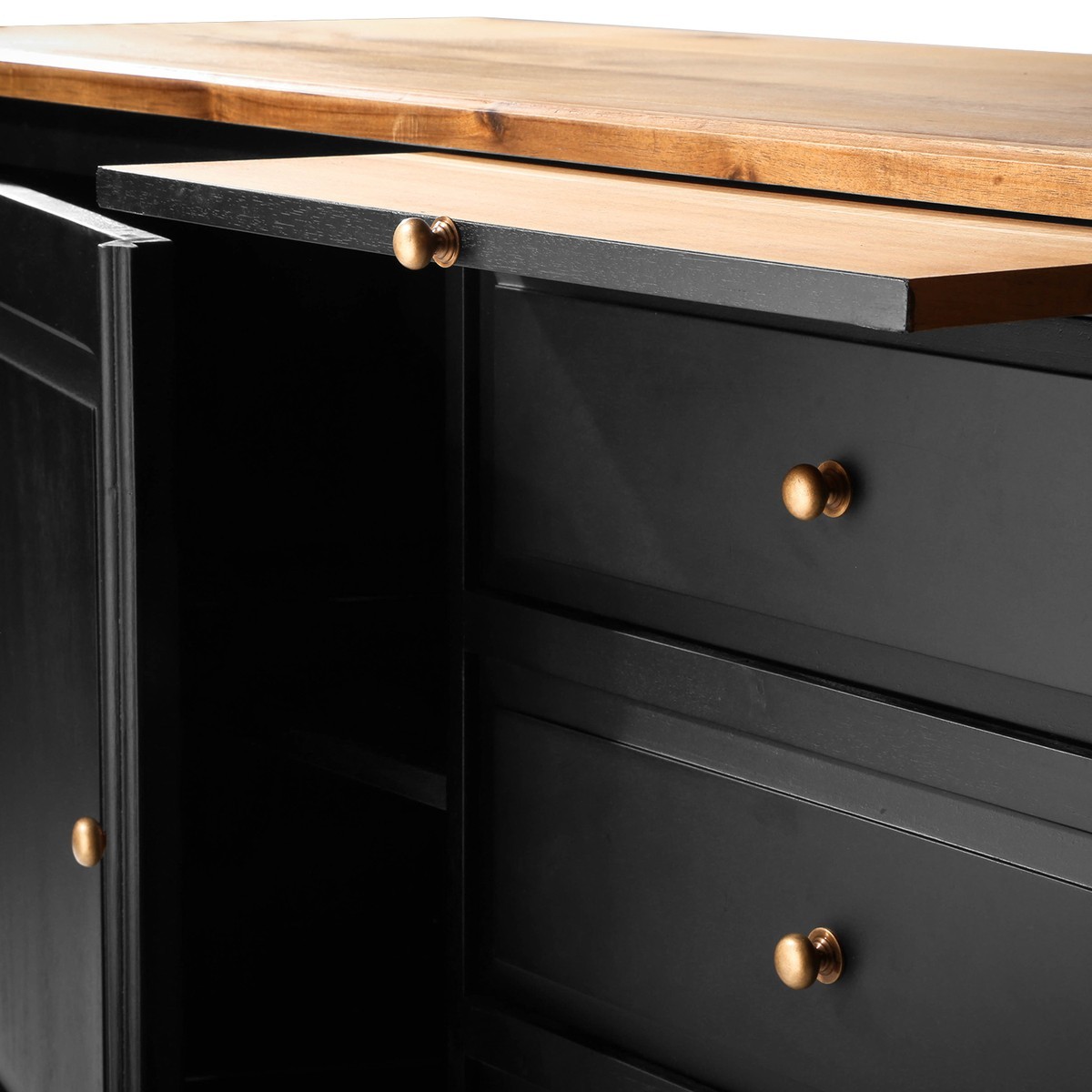 Buffet en acacia massif - FONTAINEBLEAU noir, SIGNATURE
