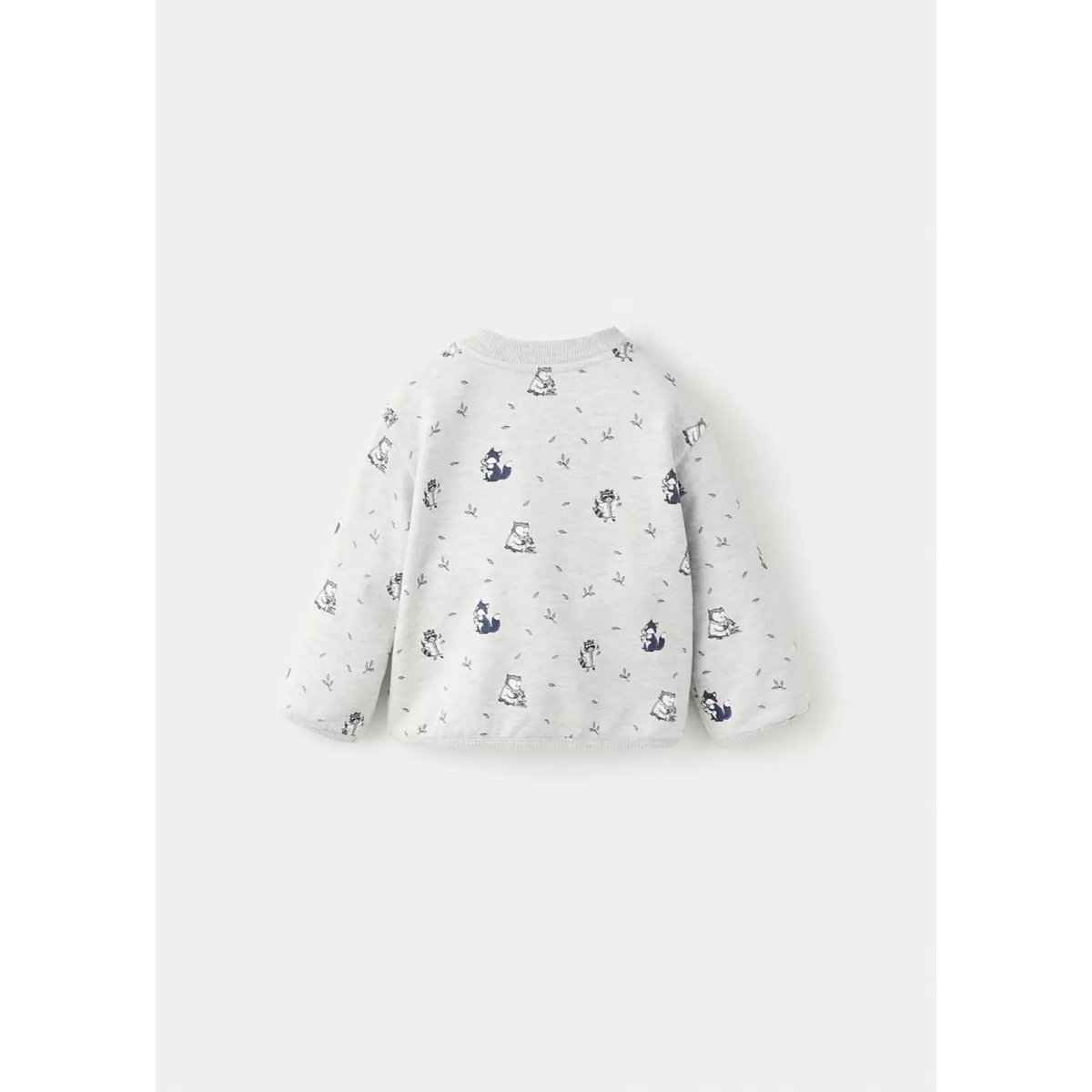 Sweat coton imprimé raton laveurs gris chiné clair, MANGO BABY