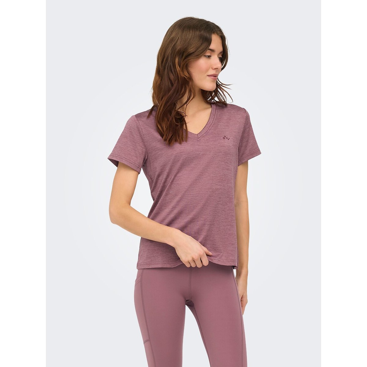T-shirt de sport Core Life manche courte col V rose, ONLY PLAY