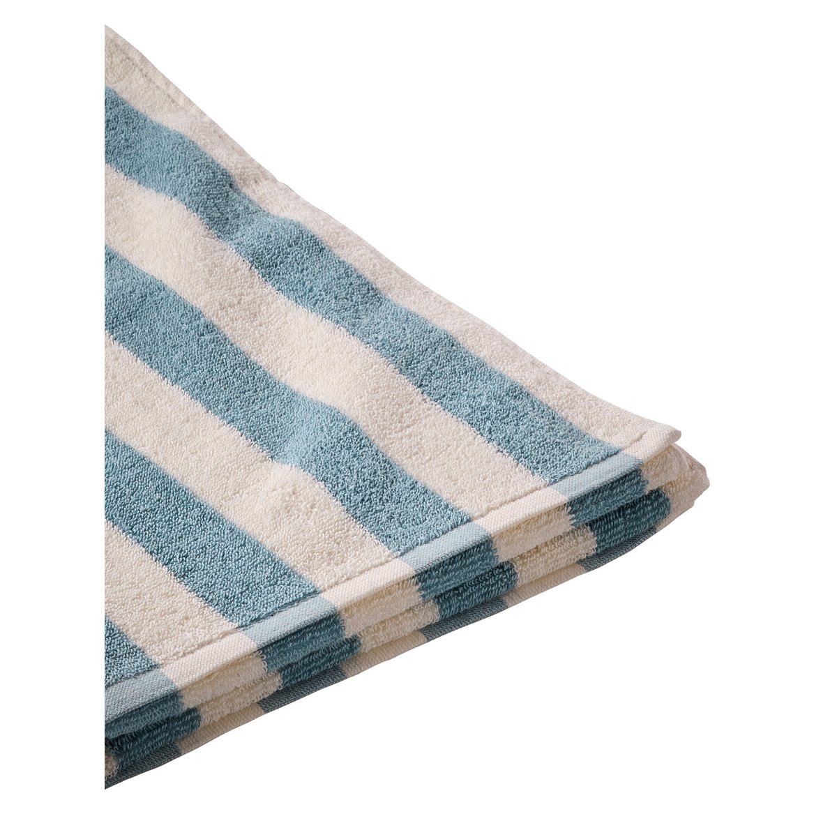 Serviette de bain rayée TRANSAT , avec coton recyclé rayé bleu, VERTBAUDET