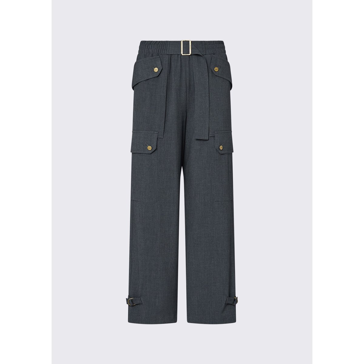 Pantalon cargo en flanelle vert foncé, LIU JO