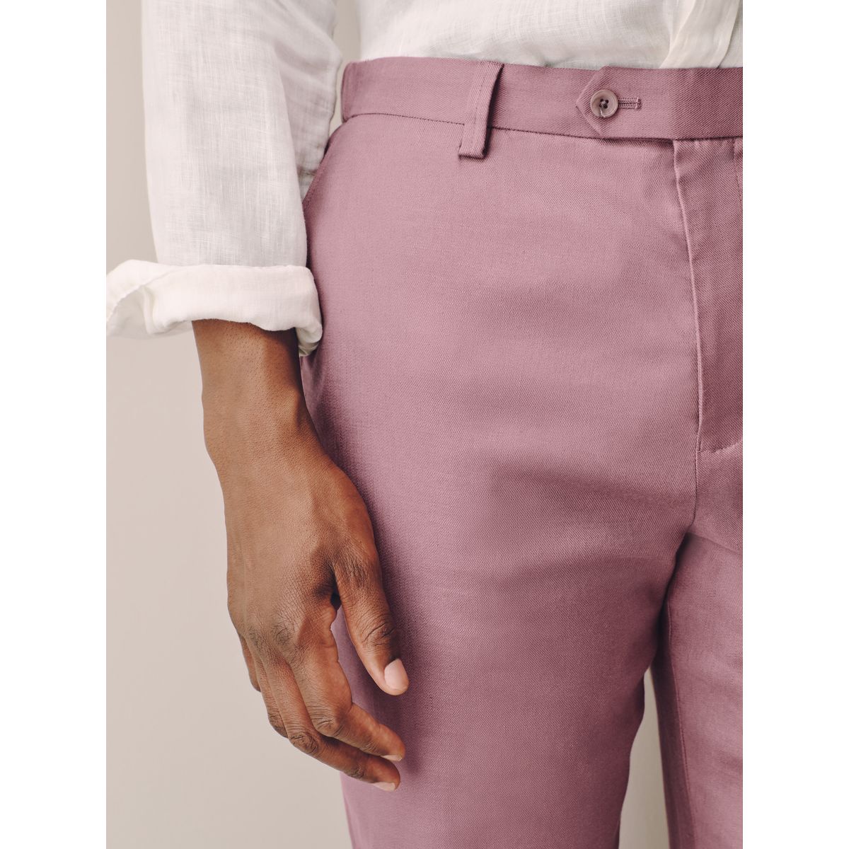 Pantalon habillé en lyocell tencel™ et lin rose, NEXT