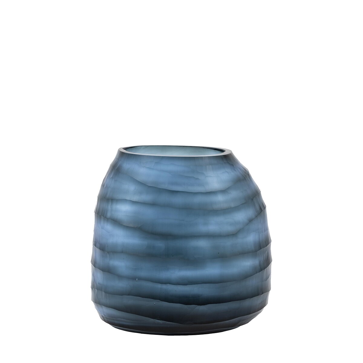 24cm Handblown Carved Glass Vase blue, ÉDITÉ