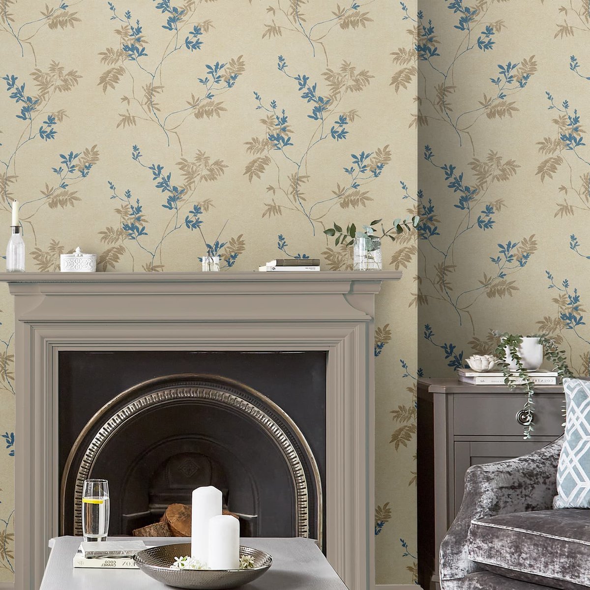 Papier peint Brindilles Mari Gold paille, LAURA ASHLEY