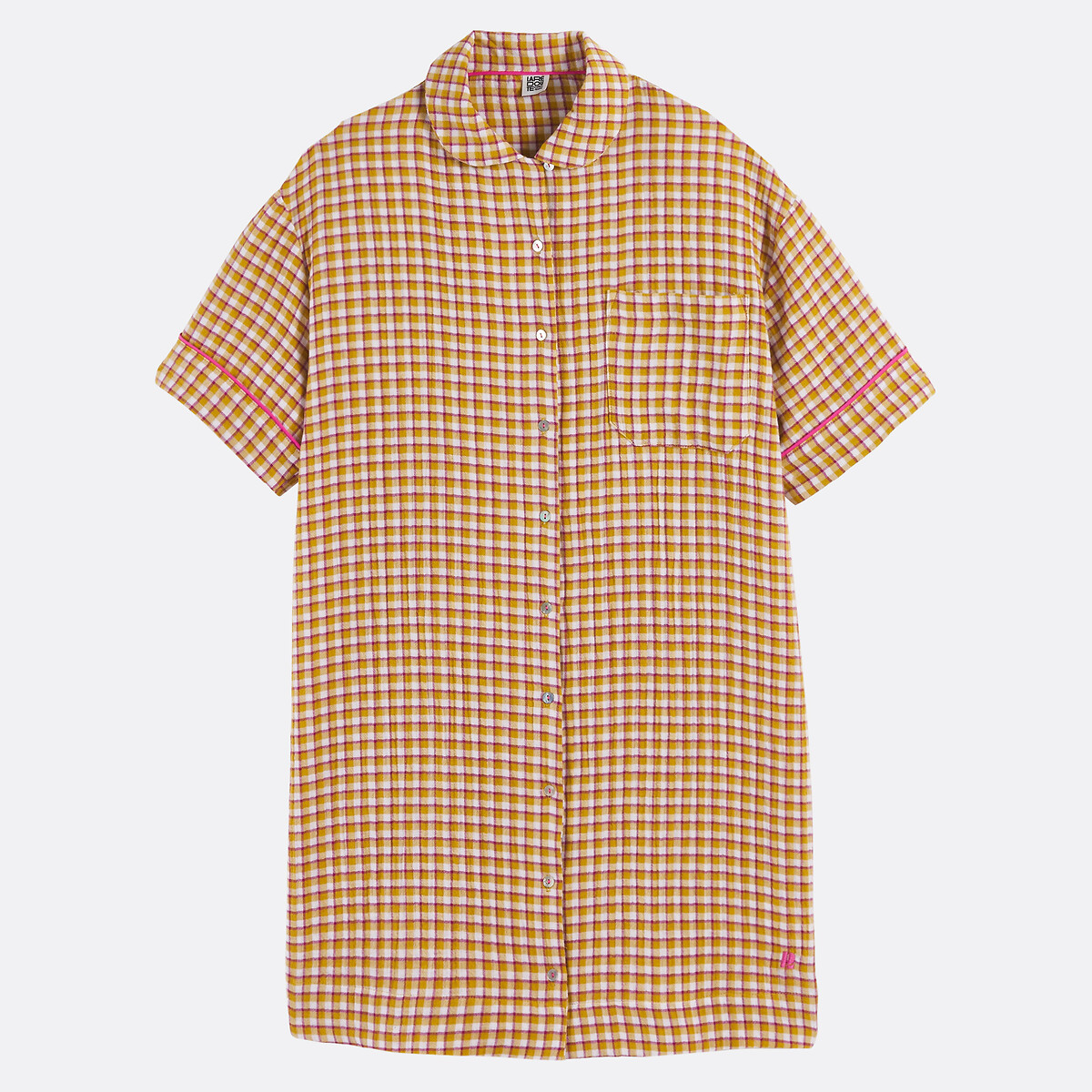 Chemise de nuit en pur coton, à carreaux carreaux, LA REDOUTE COLLECTIONS