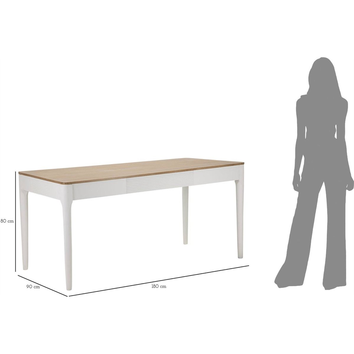 Table à manger en frêne piètement en fer BOHO blanc et bois clair, RECOLLECTION