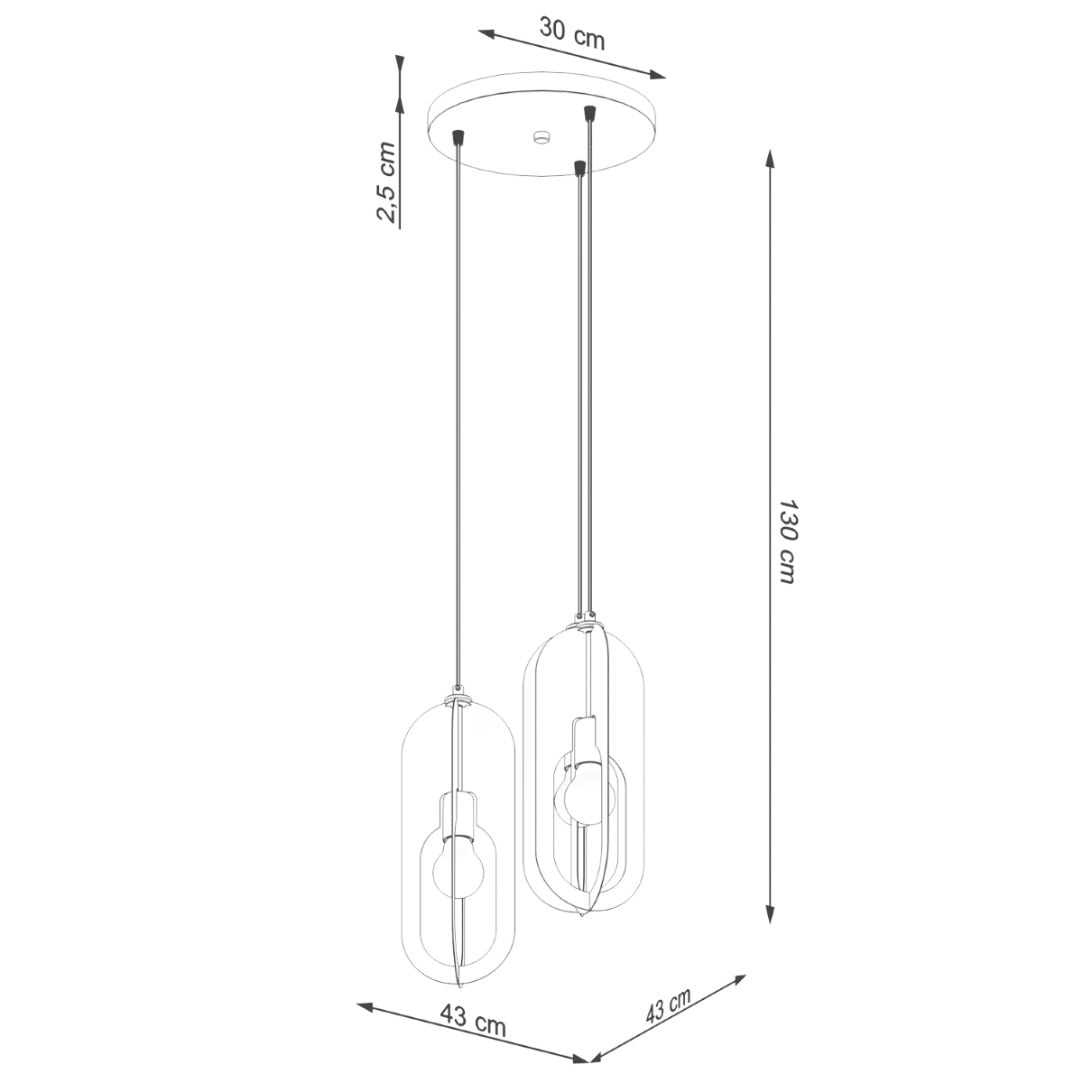 Suspension Acier Blanc E27 3 Nicus blanc, EDEN