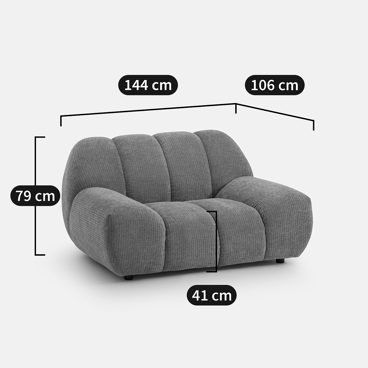 XL-Sessel, gesteppter Stoff, NURIA gelb, LA REDOUTE INTERIEURS
