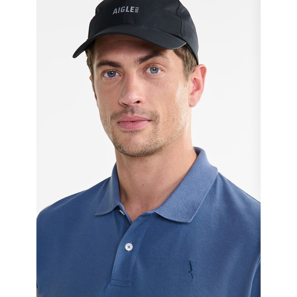 Dry Fast Polo Shirt with Short Sleeves grey blue, AIGLE