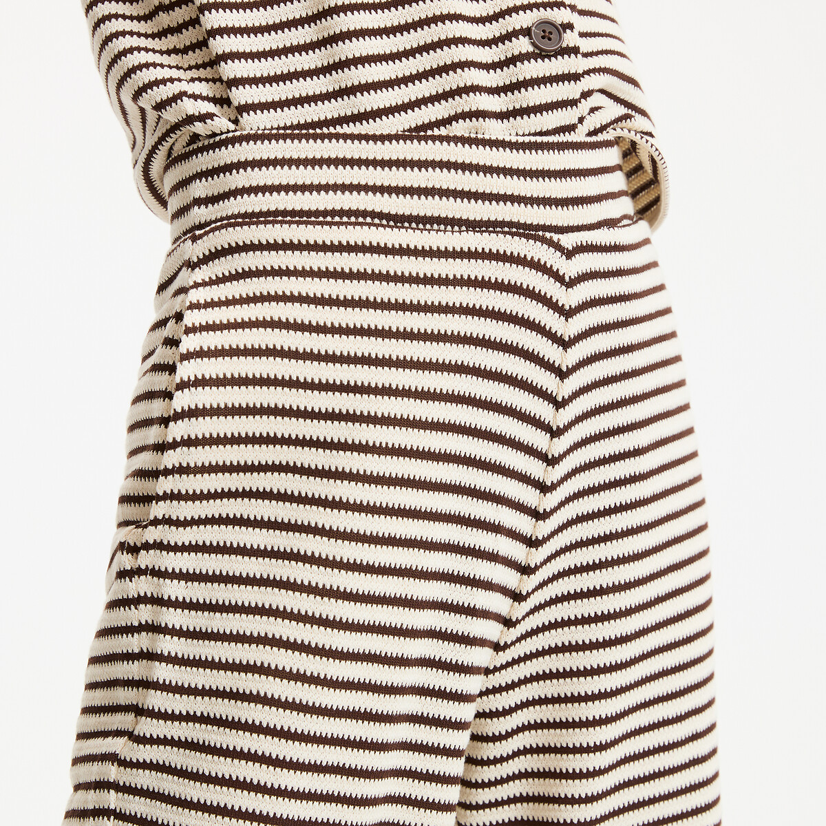 Pantalon large en maille rayée rayé marron/écru, LA REDOUTE COLLECTIONS
