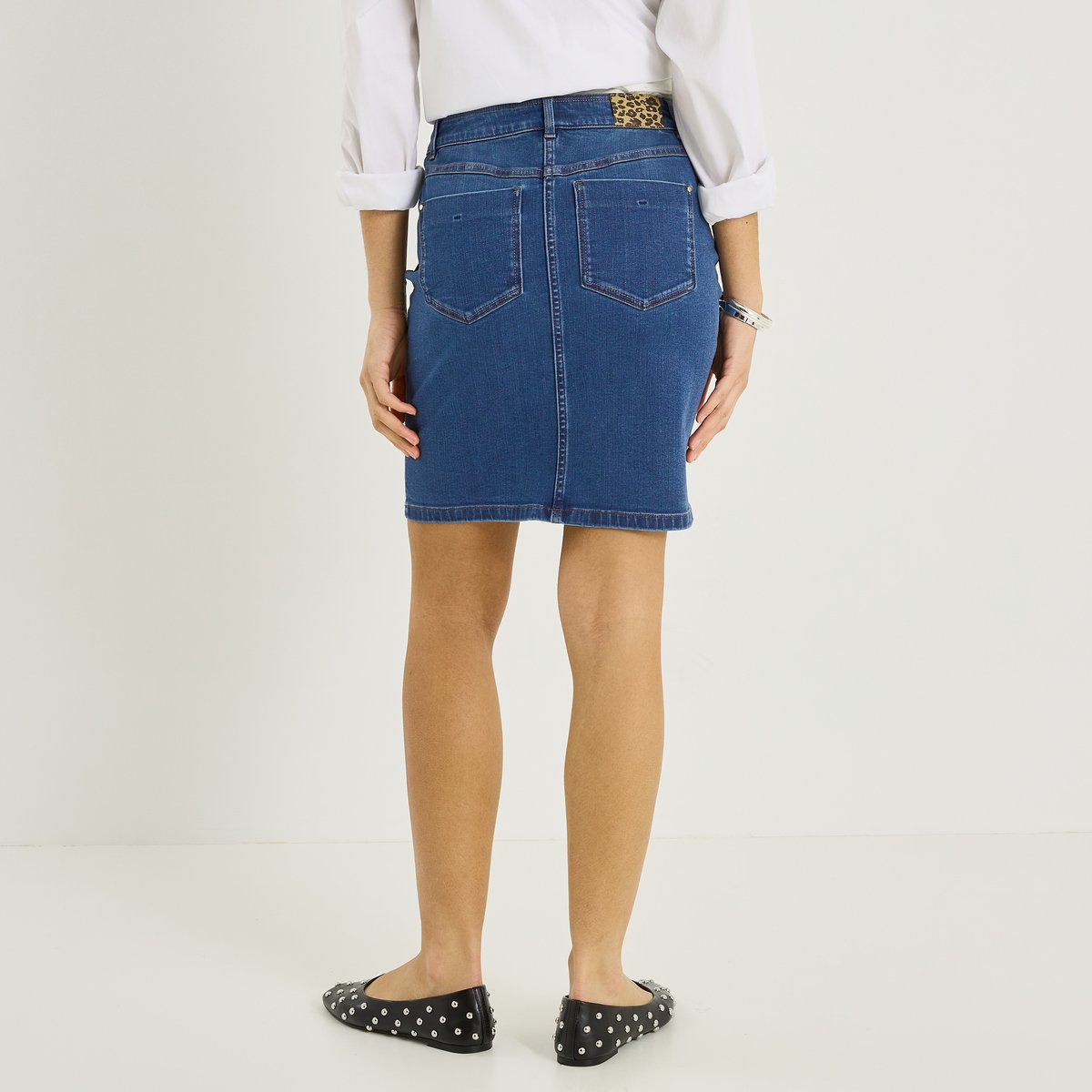 Jupe droite en denim bleu, GRAIN DE MALICE