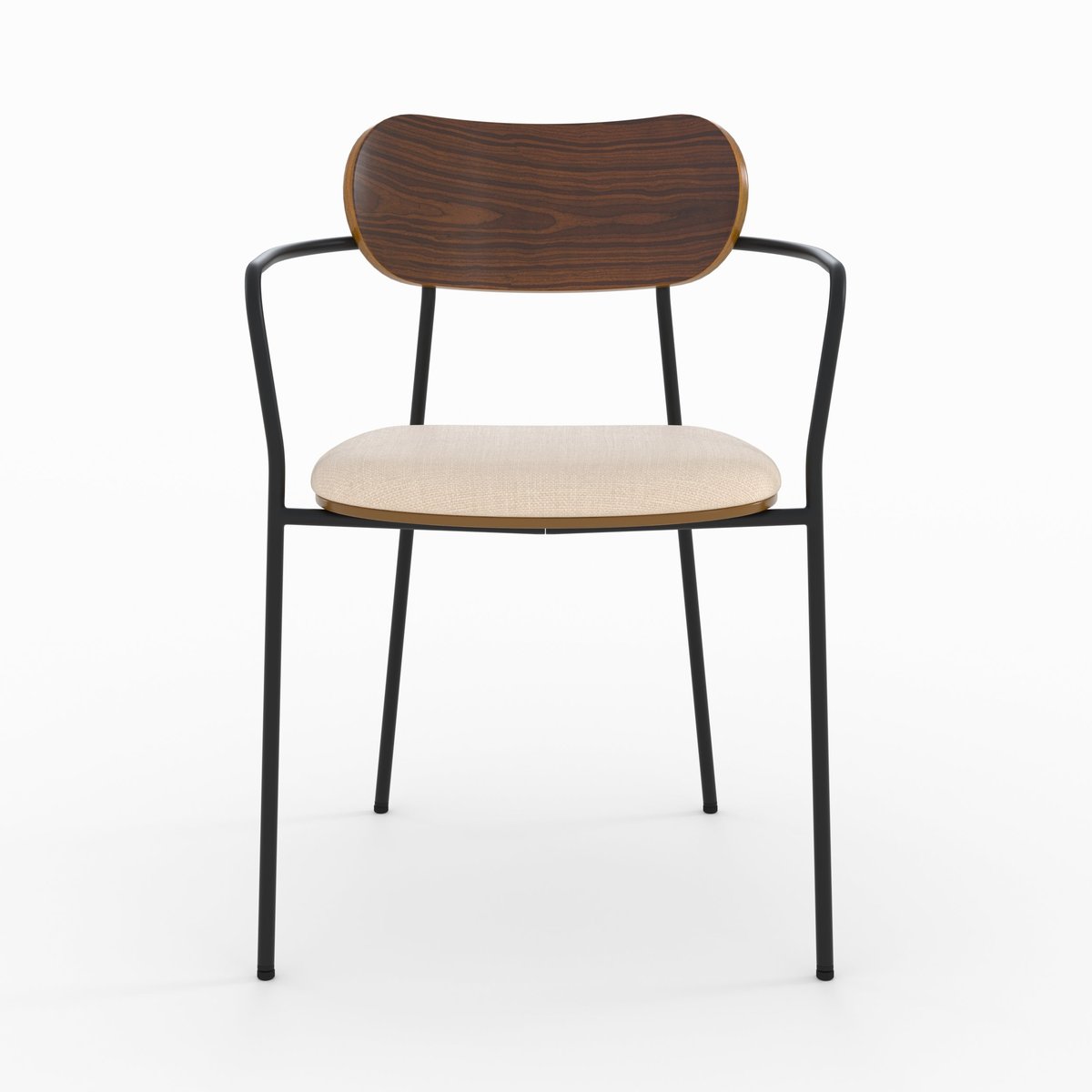 Lot de 2 chaises en tissu et placage en bois - MARINE beige, MAISON PAVANE