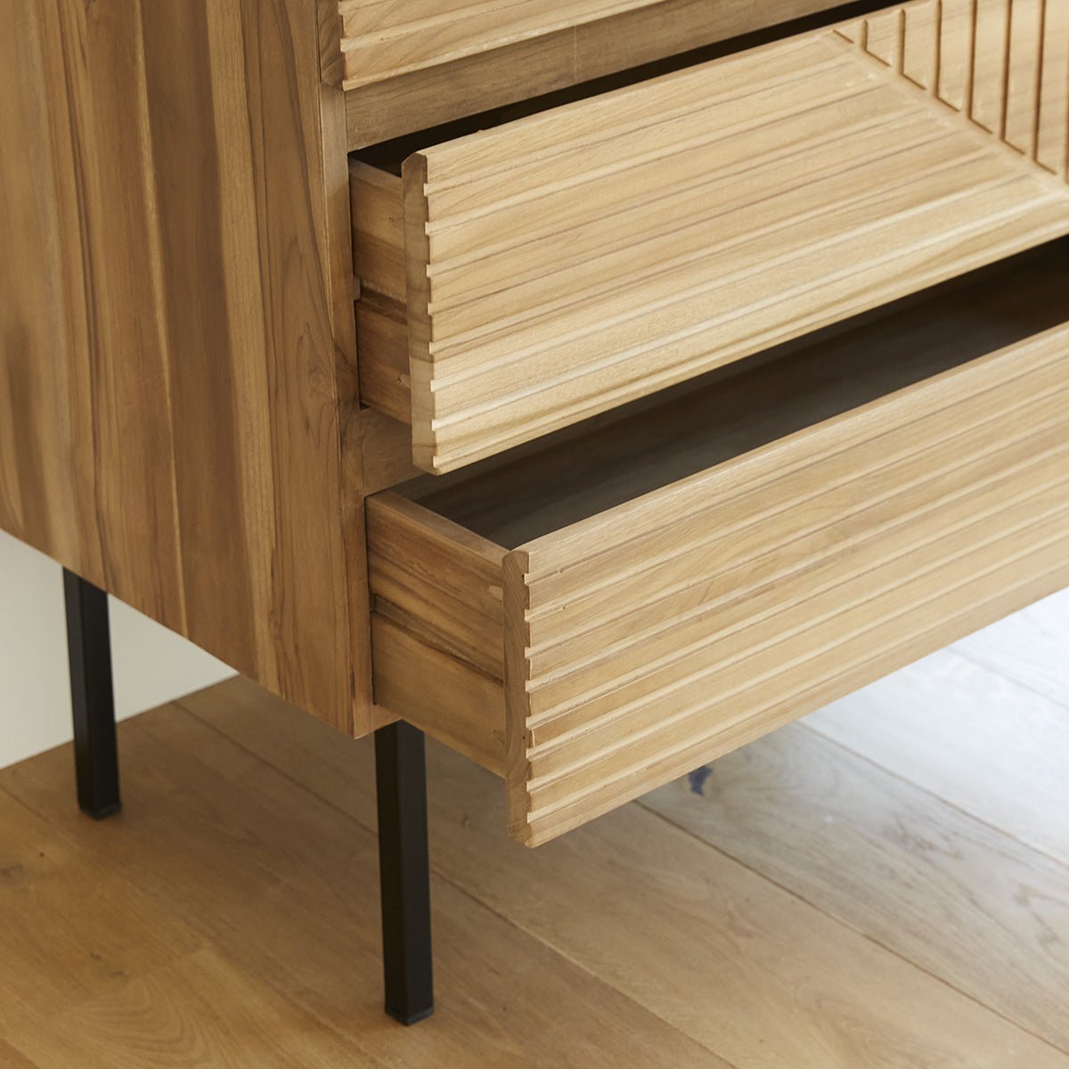 Commode en bois de teck 95 cm 3 tiroirs PORTLAND naturel, BERAH GETAH