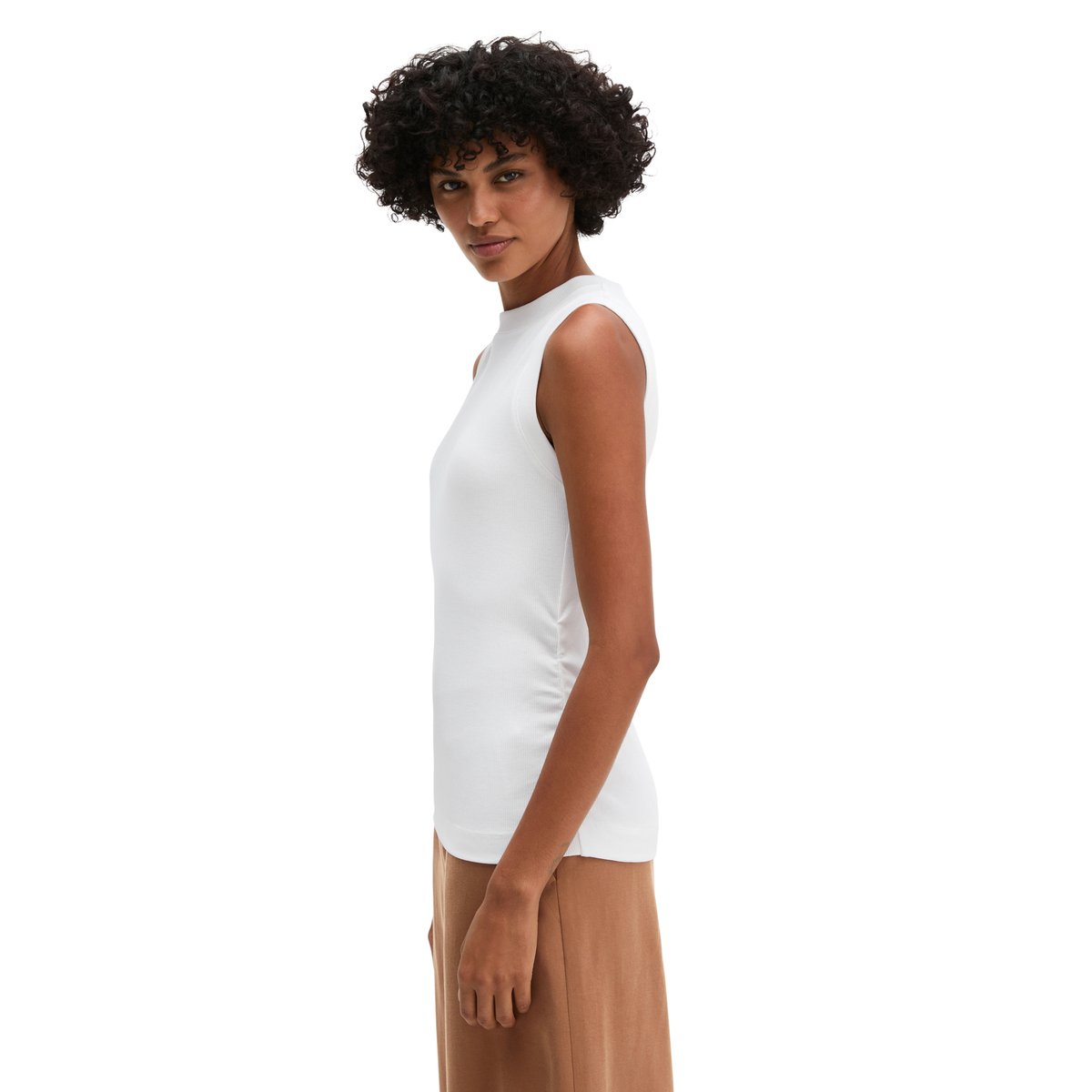 Débardeur regular en jersey côtelé élastique blanc, MARC O'POLO