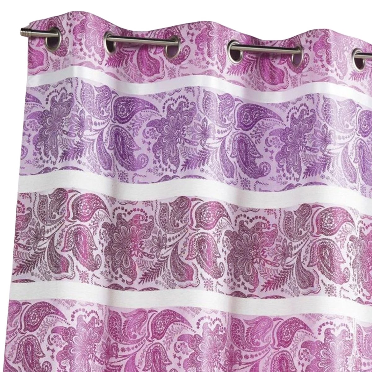 Rideau occultant en jacquard à rayures horizontales fuchsia, HOME MAISON
