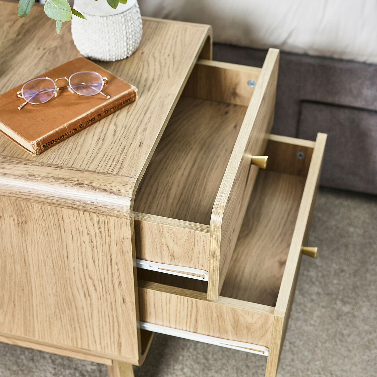 Seluna Retro 2 Drawer Oak Bedside natural oak, SO'HOME