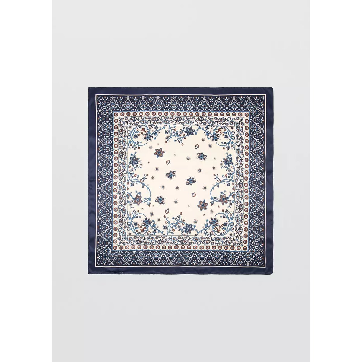 Foulard satiné paisley bleu marine foncé, MANGO