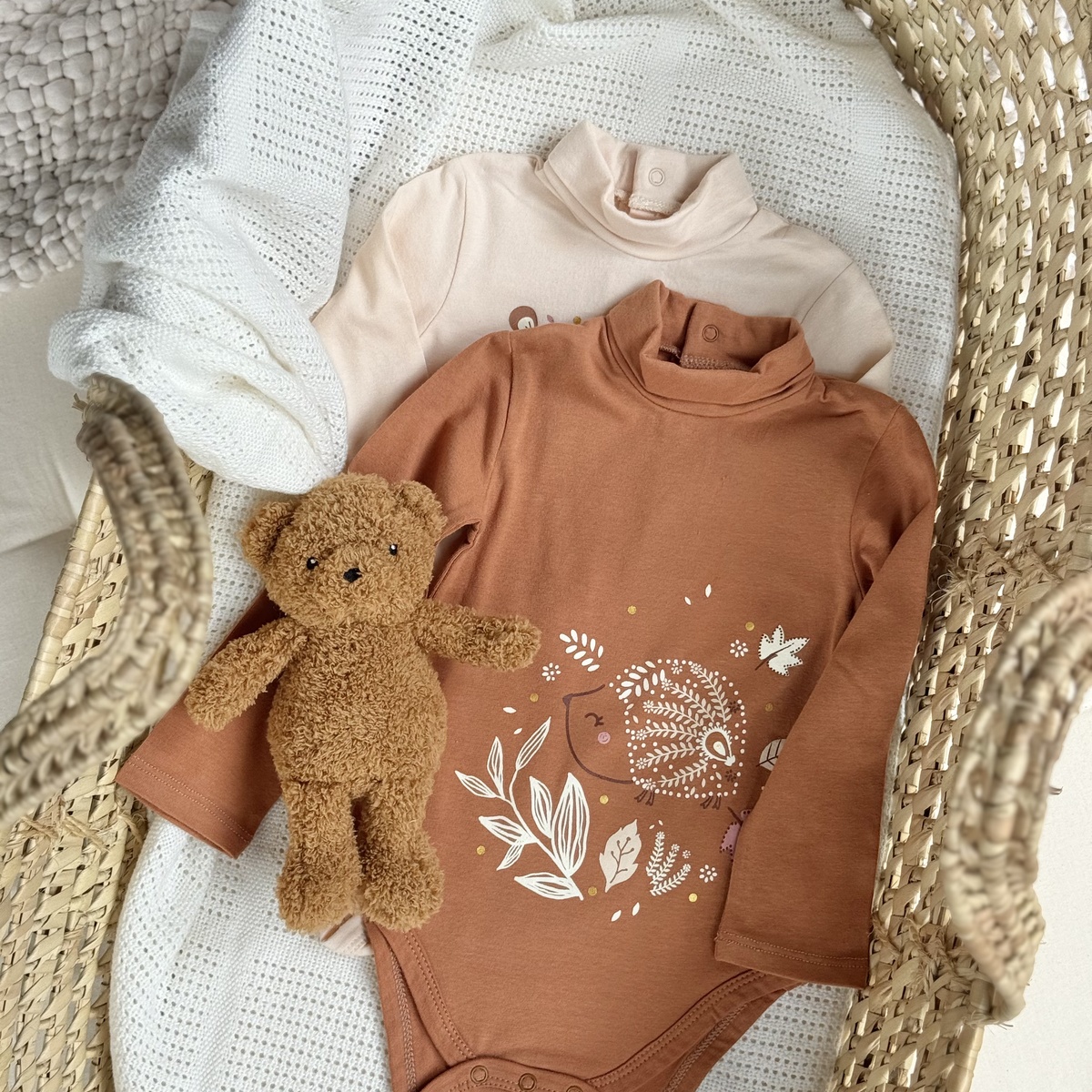 Lot de 2 bodies bébé col roulé manches longues Chincha camel, PETIT BEGUIN