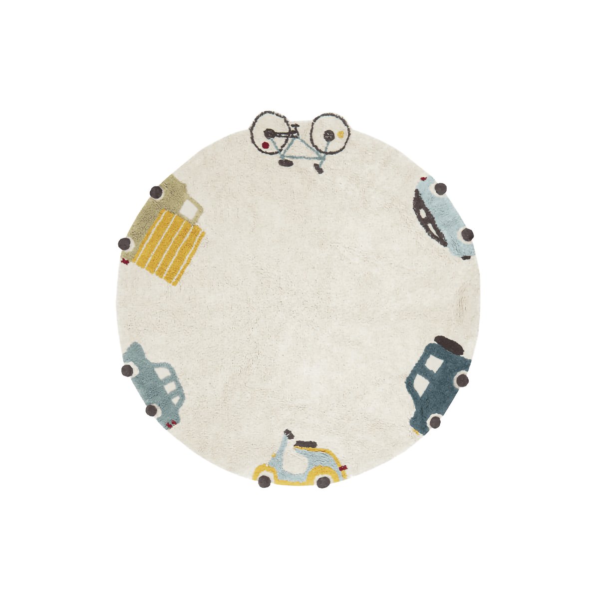 Tapis rond  en coton Wheels ECO-CITY multicolore, LORENA CANALS