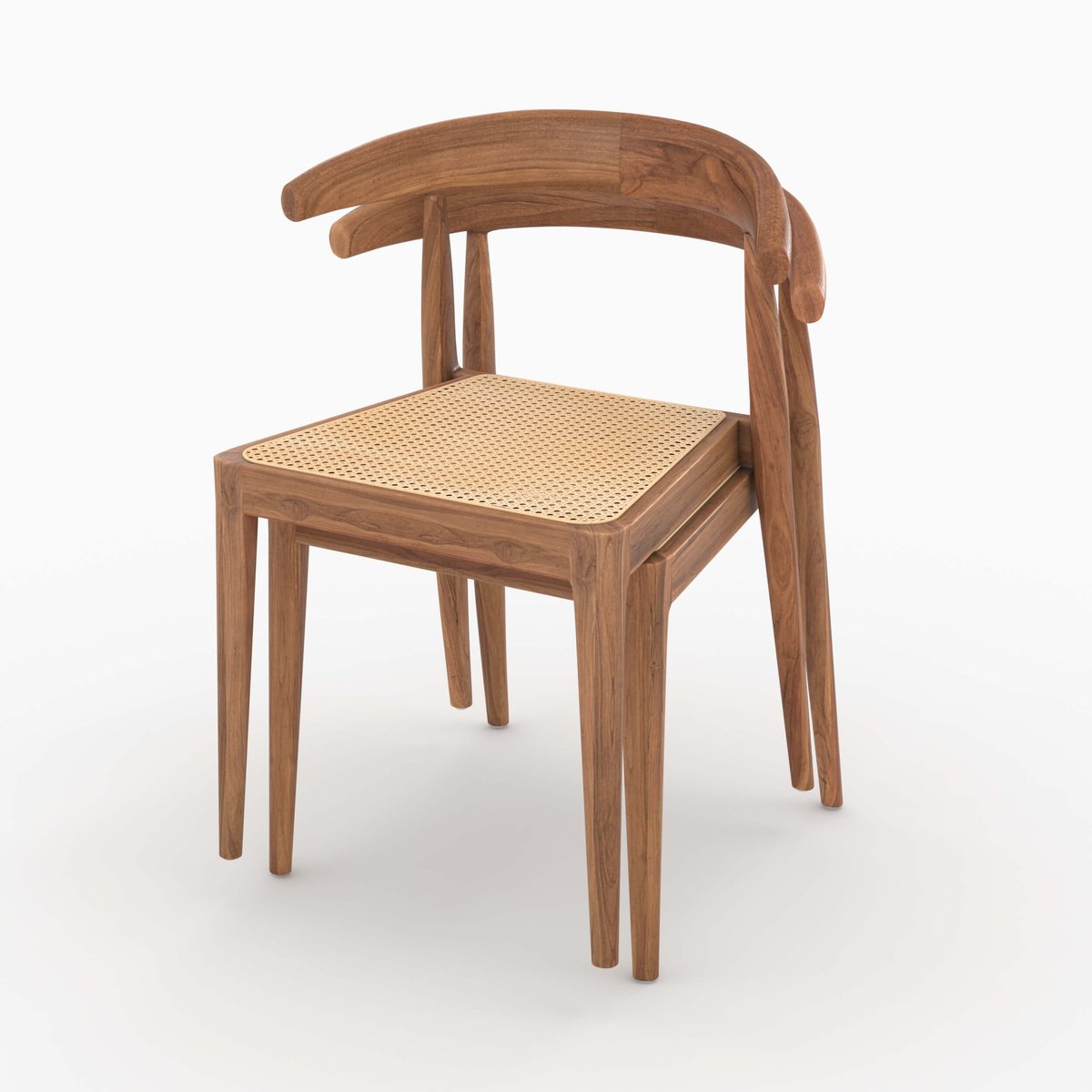 Lot de 2 chaises en bois de teck et cannage en rotin - ALIA marron, MAISON PAVANE
