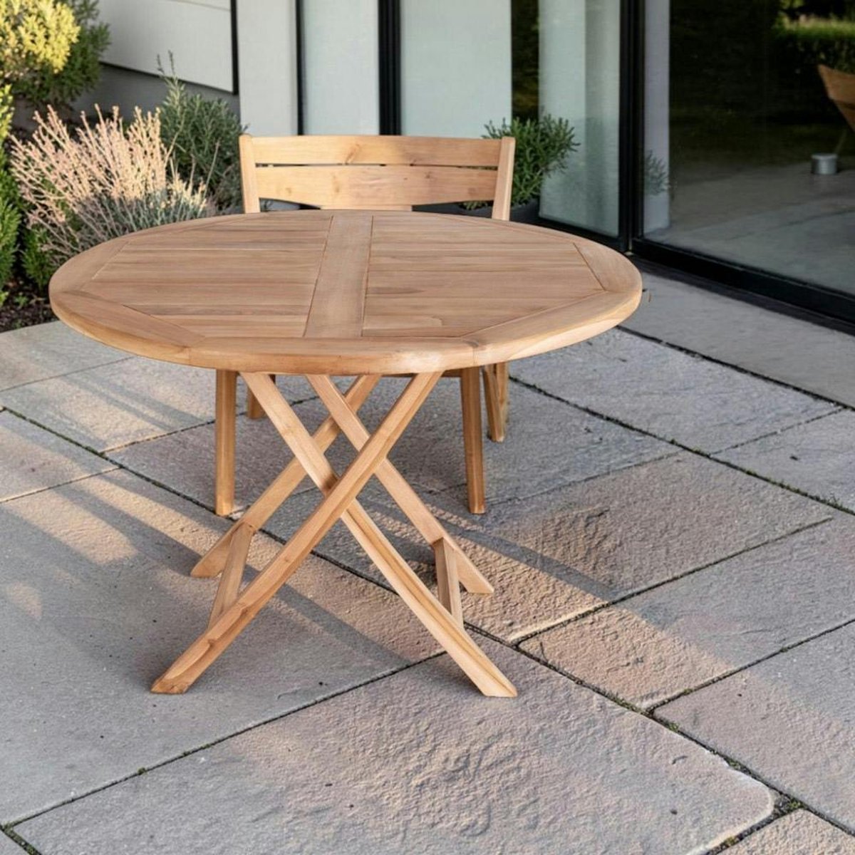 Table de jardin ronde en teck ø100 cm TANETE bois naturel, PIER IMPORT
