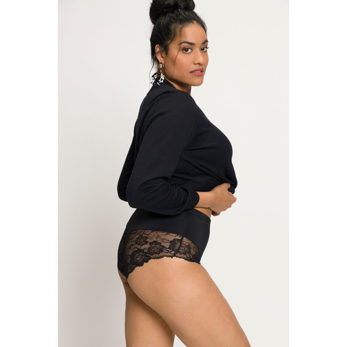 Culotte gainante avec dentelle transparente noir, ULLA POPKEN