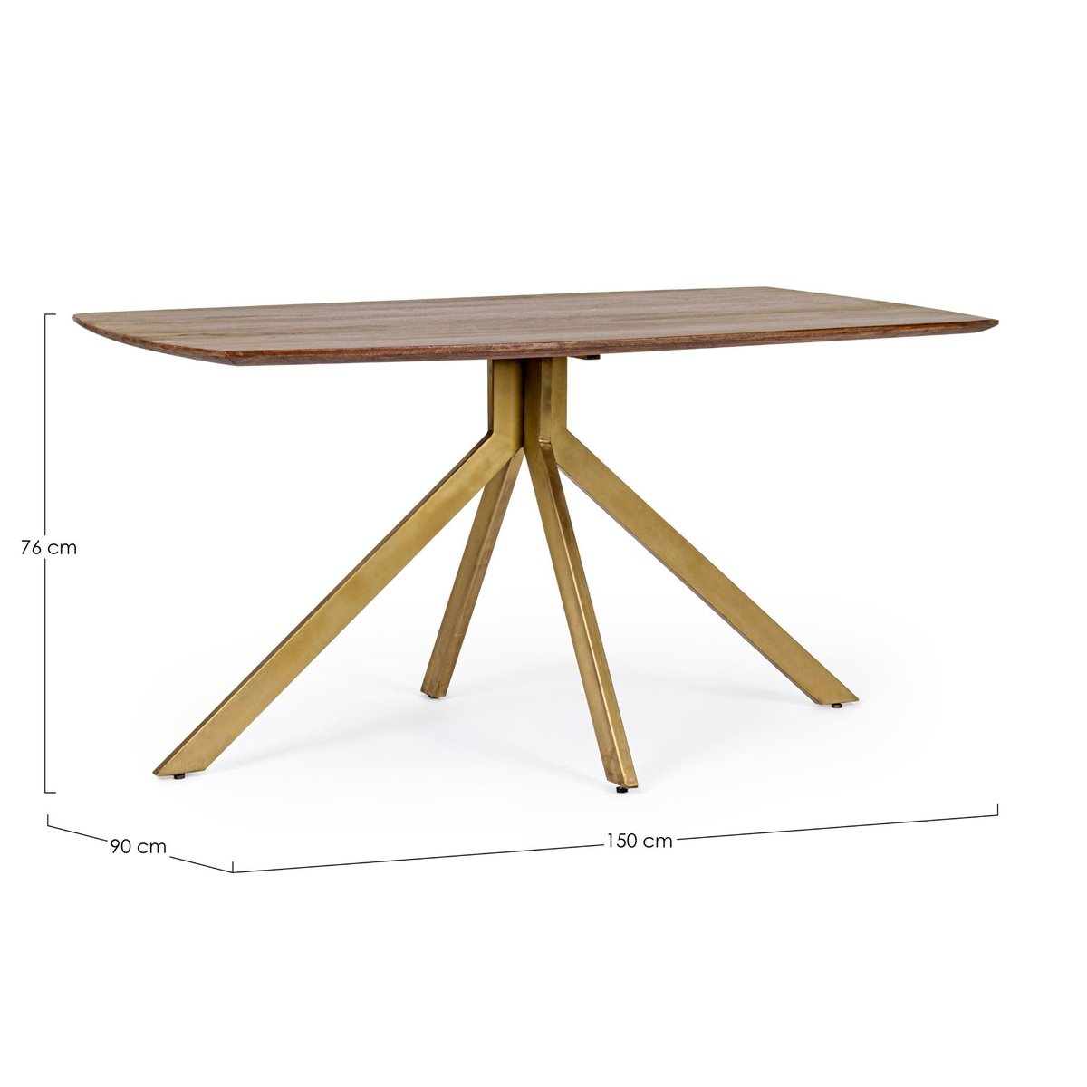 Table de salle à manger en manguier et pied laqué laiton L150 - RINGO bois foncé, HELLIN, DEPUIS 1862