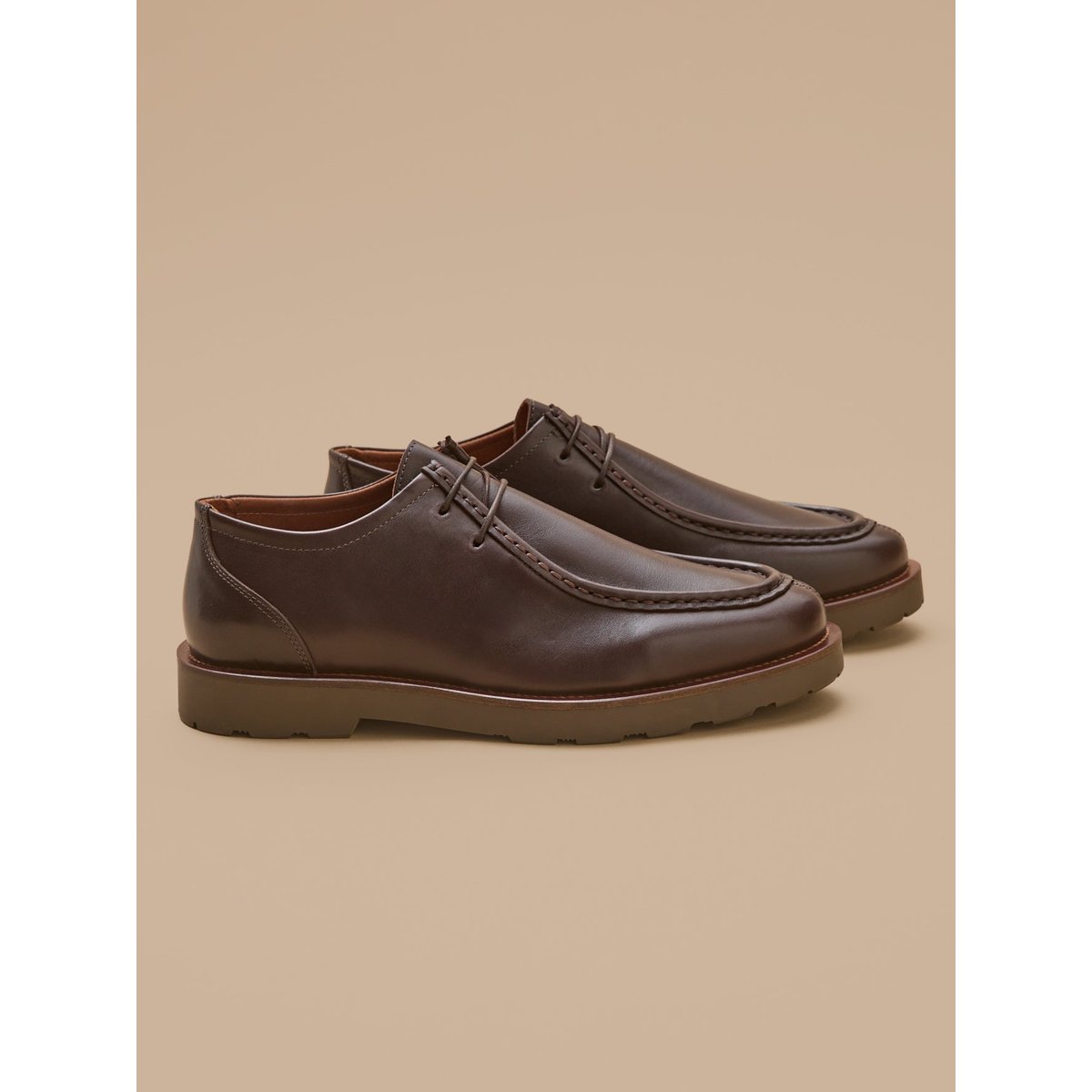 Derbies lacées cuir marron fonce, CYRILLUS