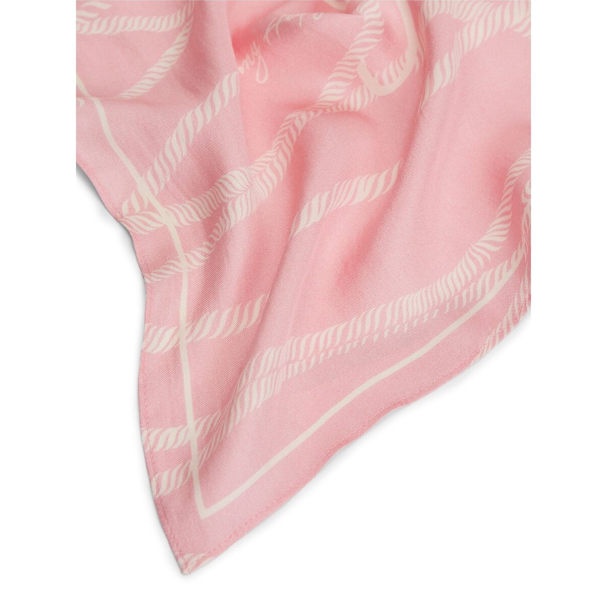 Foulard carré imprimé en soie rose, TOMMY HILFIGER