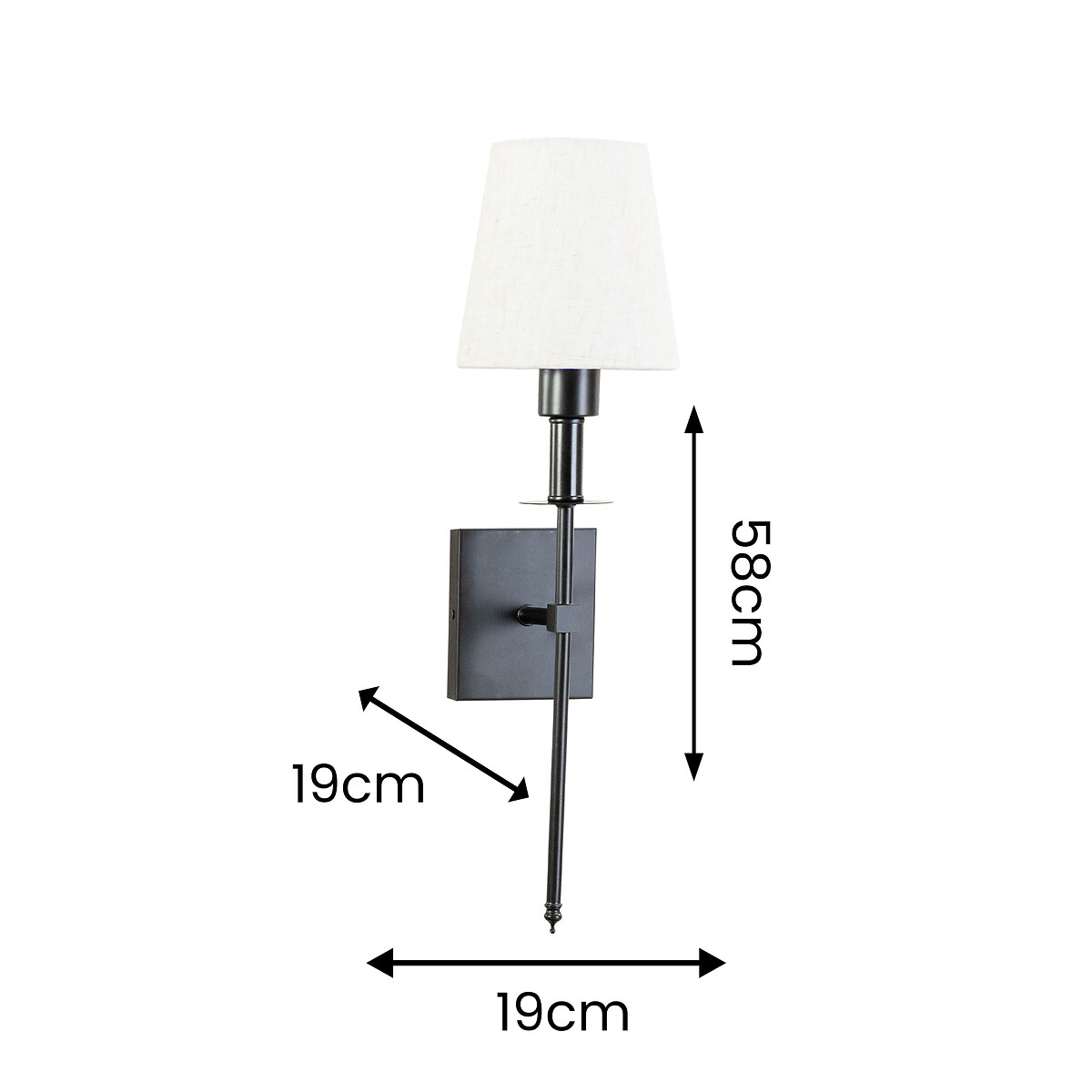 Set of 2 Kasey Rechargeable Easy Fit Wall Lights with Shades in Black black, SO'HOME