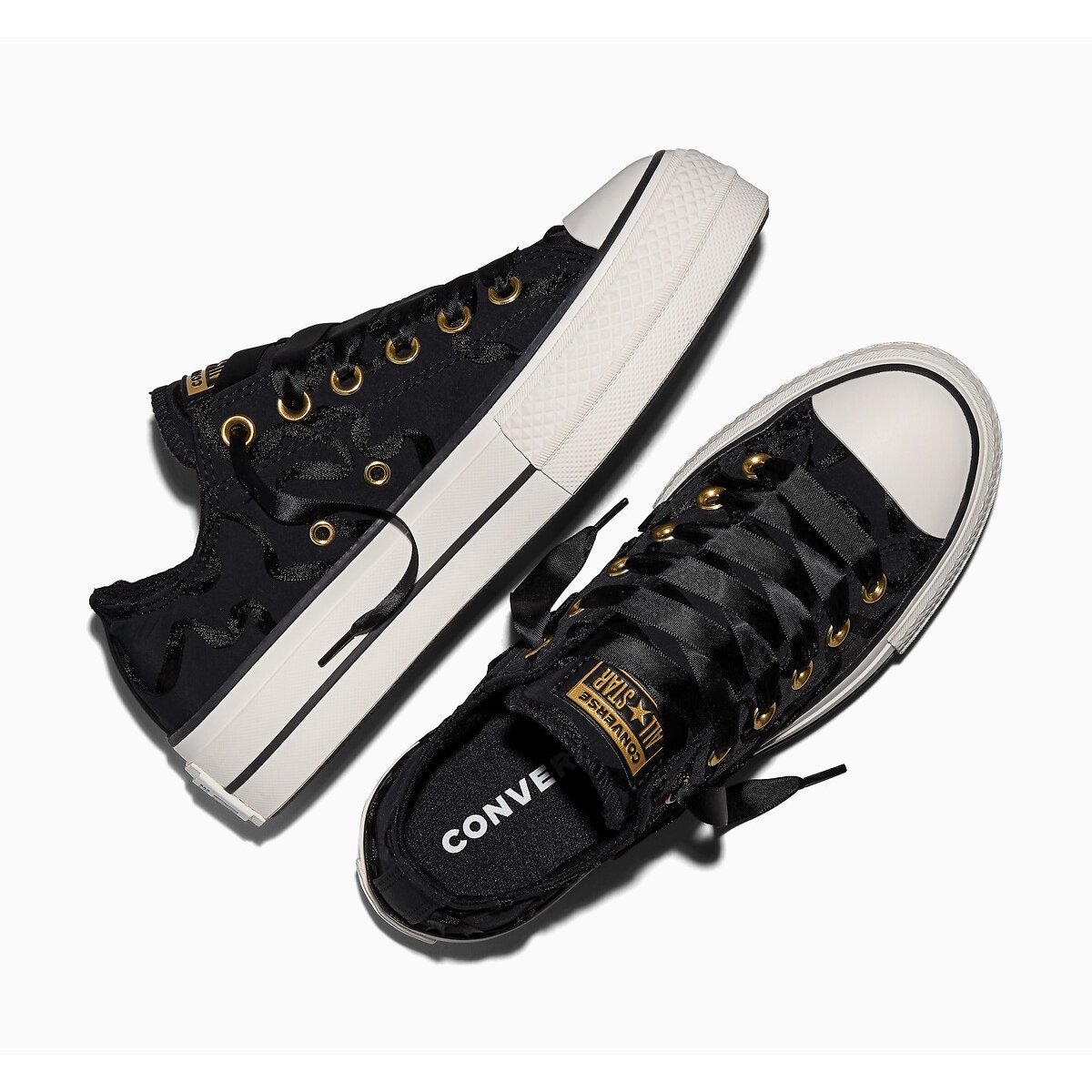 Chuck Taylor All Star Lift Ox Ribbon Lace trainers black, CONVERSE